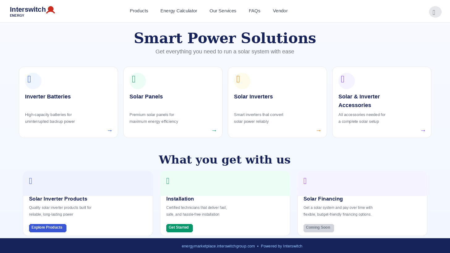 Interswitch Energy - Smart Power Solutions product catalogue