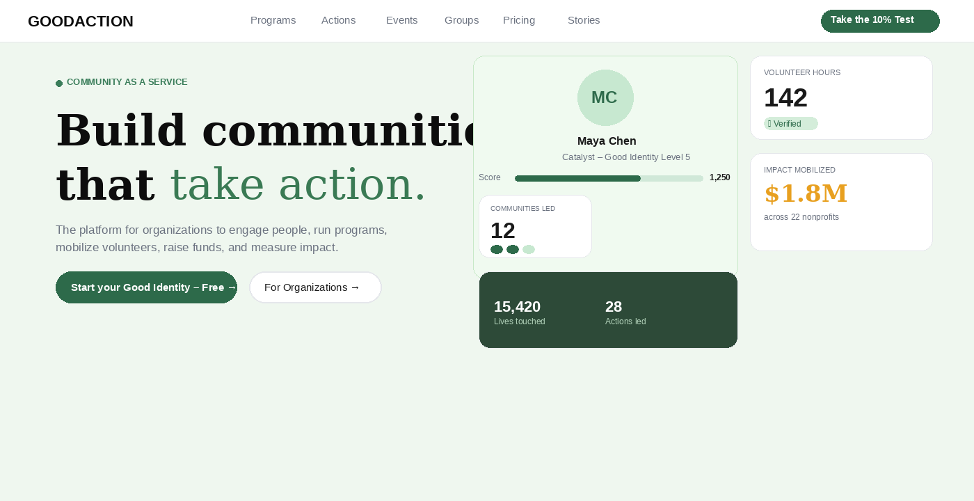 GoodAction hero - Build communities that take action