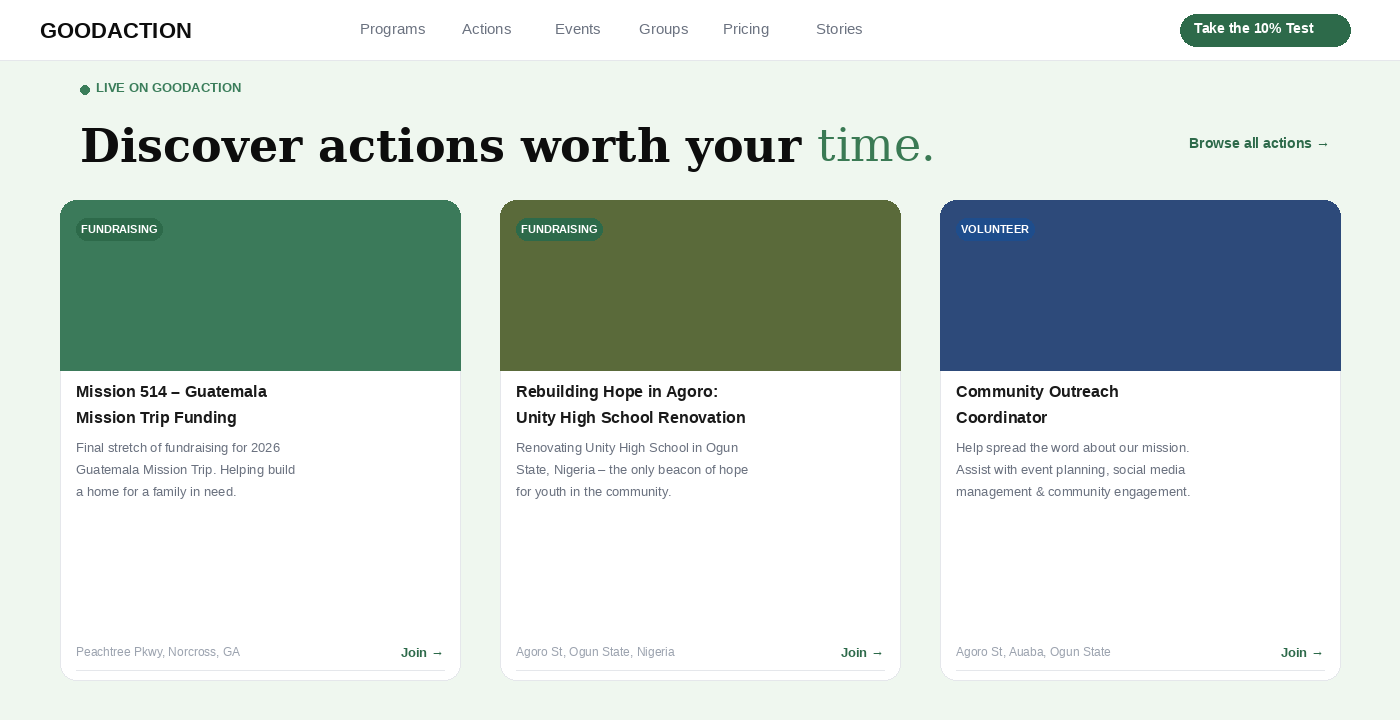 GoodAction - Discover actions worth your time
